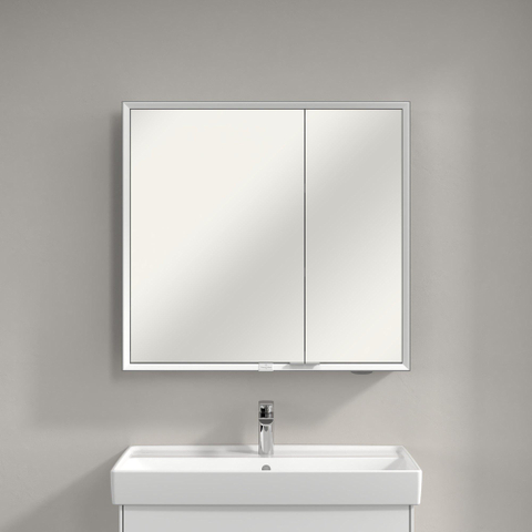 Villeroy & Boch My View Now My view spiegelkast - 80x75cm - 2 deuren - 2 contactdoos LED - zilver SW641657