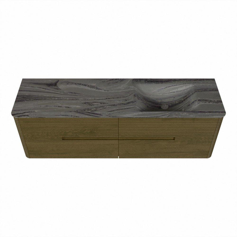 Mondiaz CIRO-DLUX Meuble de salle de bains - 160x45x50cm - lavabo en solid surface Sombra - 1 vasque à droite - sans trous de robinetterie - 4 tiroirs - Dusk SW1533415