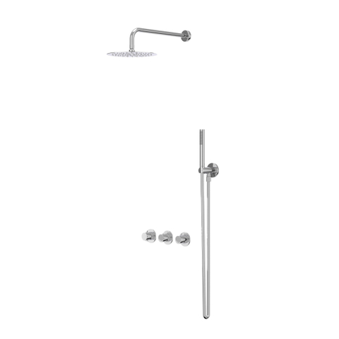 IVY Bond inbouw regendoucheset – Ø30 cm medium hoofddouche – 15 cm plafondbuis – ronde handdouche – 2 stopkranen – chroom SW1034545