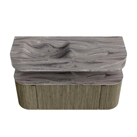 MONDIAZ THOR-DLUX 120cm meuble de salle de bains arrondi gauche + droite couleur Shadow avec 1 tiroir et 2 portes. Vasque suspendue CLOUD Gauche 1 trou de robinet couleur Sombra. SW1463665