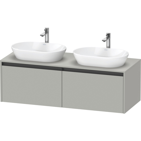 Duravit Ketho.2 Wastafelonderbouwkast - inclusief consoleplaat - met 2 laden - voor dubbele waskommen - 140x55x45.9cm - met handgrepen antraciet - betongrijs mat SW772201