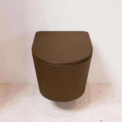 Mondiaz LAVIE hangtoilet – spoelrandloos – 36 x 53 cm – met softclose zitting – Rust (bruin) SW1208705