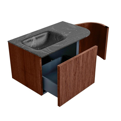 Mondiaz KURVE-DLUX Badkamermeubelset - 75x46x40cm - 1 lade - 1 deur - wastafel solid surface - links - 1 kraangat - Ruby SW1416090