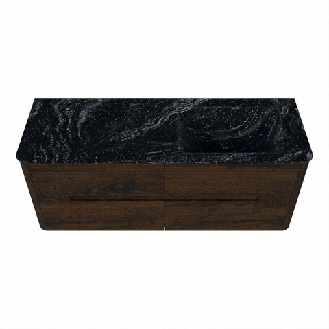 Mondiaz CIRO-DLUX Badkamermeubelset - 130x45x50cm - Solid surface wastafel Lava - 1 wasbak Rechts - 1 kraangat - 4 lades - Walnut SW1530162