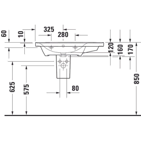 Duravit D-neo Wastafel - 80x48cm - zonder kraangat - met overloop - wit SW640392