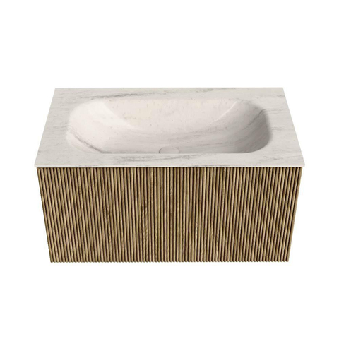 MONDIAZ KURVE-DLUX 80cm badmeubel kleur Dusk met 1 lade en 0 deuren. Wastafel BIG SMALL Midden zonder kraangat Meli. SW1431882