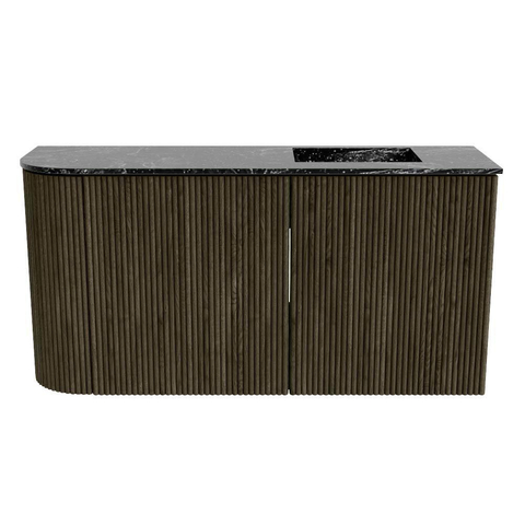 Mondiaz JOYA-DLUX Meuble de salle de bains 81,6cm - arrondi gauche couleur Shadow - Vasque FAYE position Droite Sans trou de robinet couleur Lava SW1422897