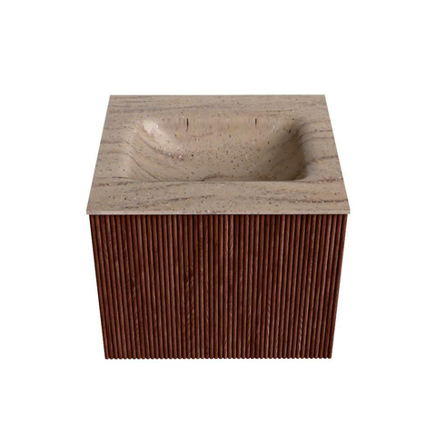 MONDIAZ KURVE-DLUX Meuble de salle de bains 50cm couleur Ruby avec 1 tiroir et 0 porte. Lavabo GRUNNE Central 1 trou de robinet Saba. SW1433429