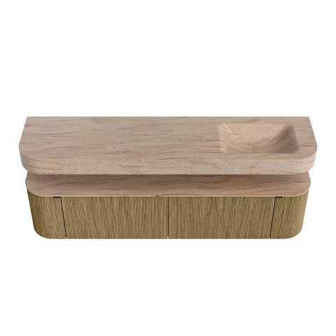 MONDIAZ THOR-DLUX Meuble de salle de bains - 190cm - arrondi gauche + droite - couleur Dusk - 2 tiroirs - 2 portes - Vasque suspendue CLOUD Droite sans trou de robinet - couleur Saba SW1466672