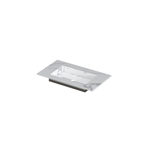 INK Post wastafel - 80x45x1cm - 1 wasbak - 0 kraangaten - keramiek Statuario glans SW693213