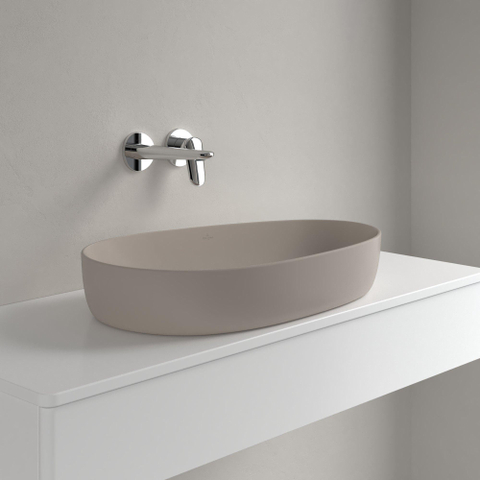 Villeroy & Boch Antao Opzetwastafel - 65x40x14.6cm CeramicPlus - zonder overloop - mat almond (beige) SW917988