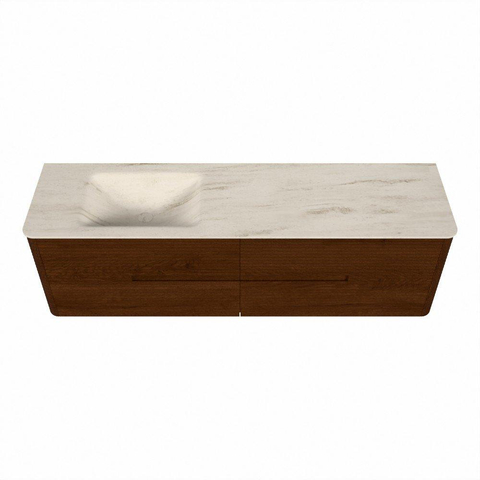 Mondiaz CIRO-DLUX Ensemble de meubles de salle de bains - 170x45x50cm - plan-vasque solid surface Meli - 1 lavabo à gauche - sans trous de robinet - 4 tiroirs - Ruby SW1531778