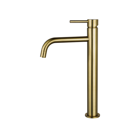 Fortifura Calvi Slim Wastafelkraan - 32cm - verhoogd - opbouw - PVD - geborsteld messing (goud) SW720546