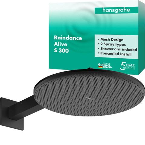 Hansgrohe Raindance alive S - hoofddouche 300 - 2jet wand - mat zwart SW1388710