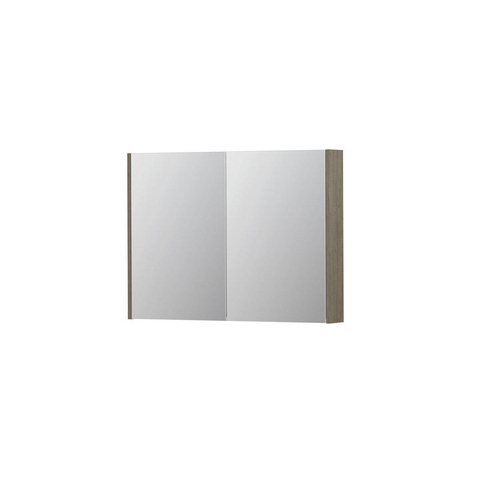 INK SPK2 spiegelkast – 100x74x14 cm – 2 deuren, dubbelzijdige spiegeldeuren – Greige eiken SW353323