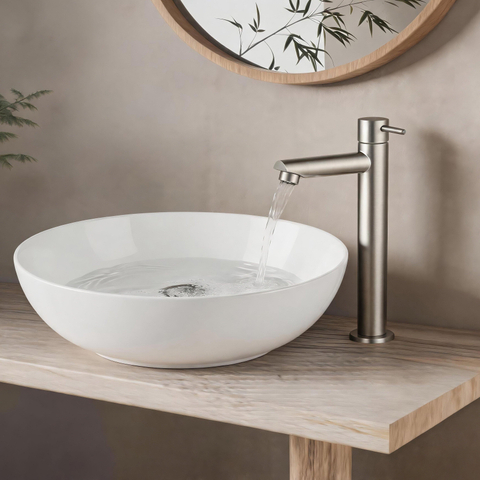Fortifura Calvi Robinet de lavabo - 23cm - rehaussé - montage sur plan - inox brossé SW1476846