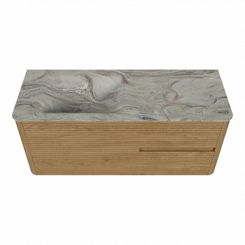 Mondiaz CIRO-DLUX Badkamermeubelset - 120x45x50cm - Solid surface wastafel Glace - 1 wasbak Links - 1 kraangat - 2 lades - Oak SW1530796