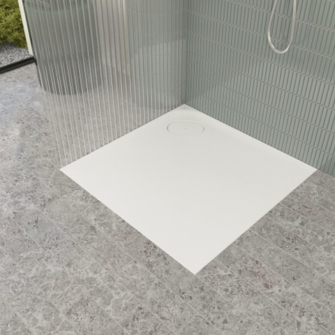 Villeroy & Boch Ecora douchebak - 80x80x3.5cm - hoekafvoer - stone white (wit) SW1558938