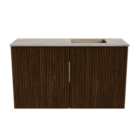 Mondiaz JOYA-DLUX Meuble de salle de bains - 70cm - couleur Walnut - Vasque FAYE position Droite 1 trou de robinet couleur Arena. SW1424318