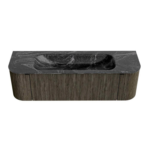 Mondiaz KURVE-DLUX Badkamermeubelset - 150x46x40cm - 1 lade - 2 deuren - wastafel solid surface - midden - 1 kraangat - Shadow SW1414679
