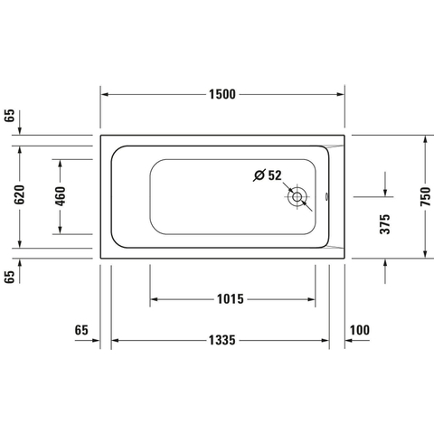 Duravit D code baignoire rectangulaire 150x75x40cm acrylique blanc 0297510