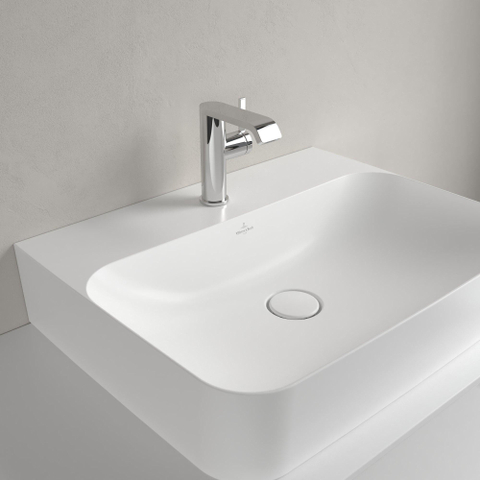 Villeroy & Boch Finion lavabo - 60x47x12.5cm - 1 trou de robinet - stone blanc mat SW209550