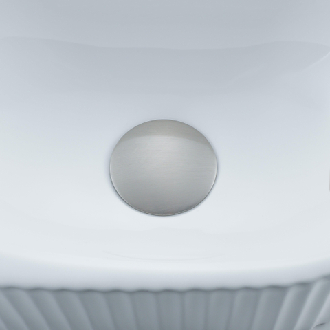 QeramiQ Fuente pack lave-mains – demi-rond – 40 x 21,5 x 12 cm – céramique blanc mat – robinet inox brossé – cannelé SW1233103