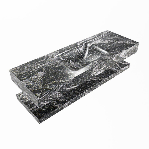 MONDIAZ ALAN - DLUX Badkamermeubelset - 130cm - planchet - Lava - vrijhangende wastafel - wasbak midden - 1 kraangat - Lava SW809182