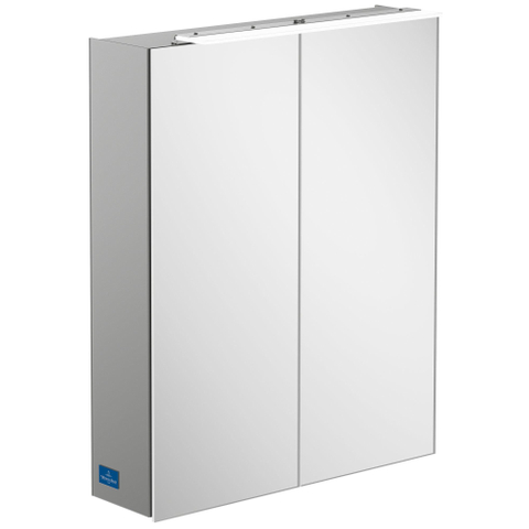 Villeroy & Boch my view one spiegelkast - 60.7x74.6cm - met 2 deuren - met led - glans zilver SW73045