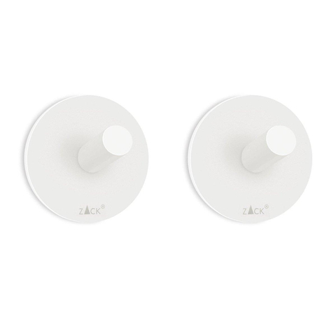 Zack Peco Crochets à serviettes - ronds - ø 4,5 cm - lot de 2 - blanc SW891005