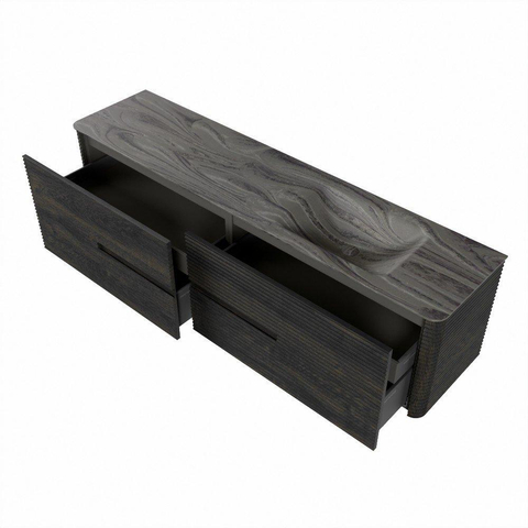 Mondiaz CIRO-DLUX Ensemble de meubles de salle de bains - 190x45x50cm - Plan-vasque en solid surface Sombra - 1 vasque à droite - sans trous de robinetterie - 4 tiroirs - Shadow SW1532799