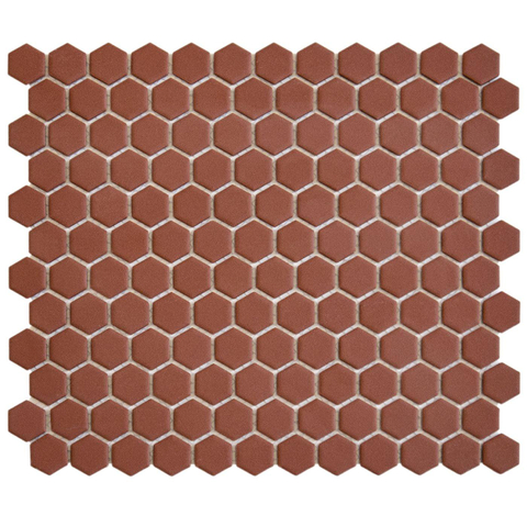 The Mosaic Factory Hexagon mozaïektegel - 26x30cm - 5mm - hexagon - R11 - mat terra cotta (rood) SW1015065