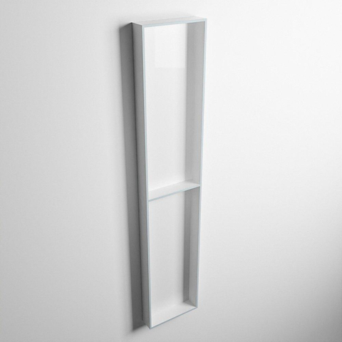 Mondiaz Easy nis 29.5x89.5x8cm voor Inbouw/opbouw 2 open vakken Solid surface Talc/Clay SW643802