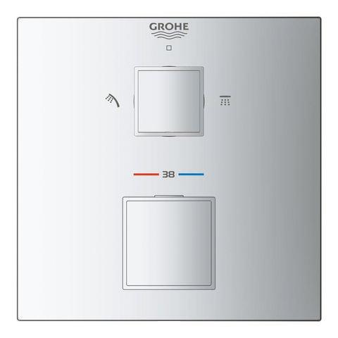 GROHE Grohtherm cube Kit d'habillage pour mitigeur thermostatique encastré avec inverseur pour douche à main et de tête chromé SW285817