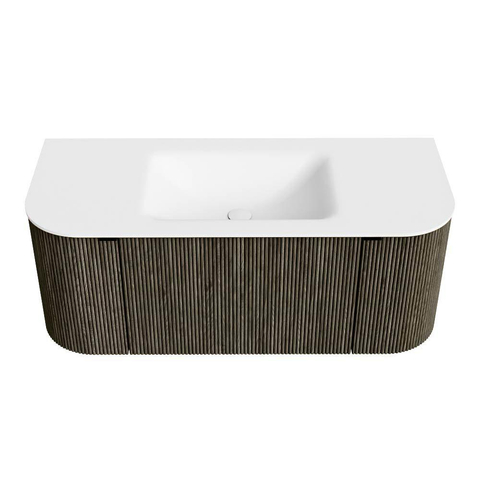 Mondiaz KURVE Ensemble meuble de salle de bains - 110x46x40cm - 1 tiroir - 2 portes - lavabo solid surface - central - 1 trou de robinet - Shadow SW1414219