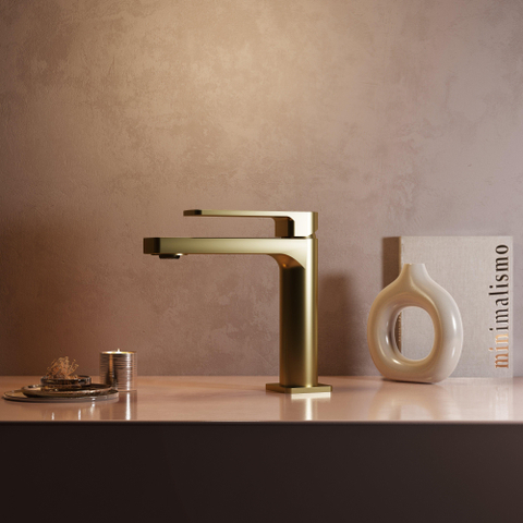 Hotbath Gal Wastafelmengkraan - zonder waste - PVD - geborsteld messing (goud) SW656083
