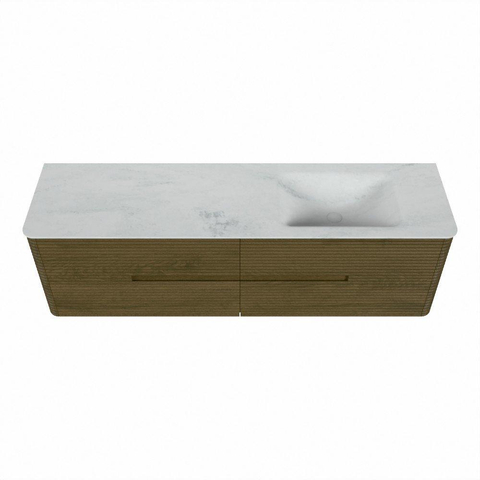 Mondiaz CIRO-DLUX Badkamermeubelset - 170x45x50cm - Solid surface wastafel Opalo - 1 wasbak Rechts - 1 kraangat - 4 lades - Dusk SW1532910
