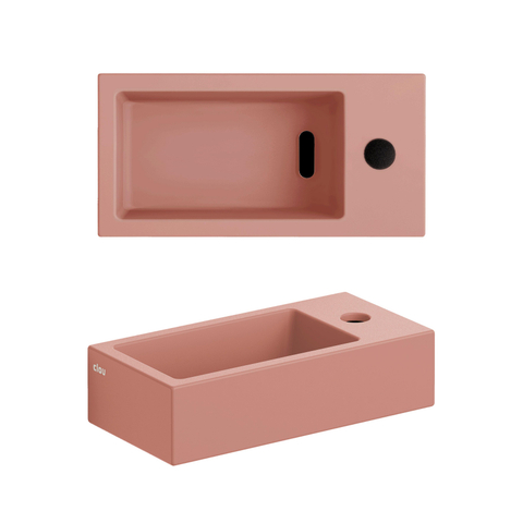 Clou Flush 3 lave-mains 36x18cm avec trou de robinet à droite céramique rose mat SW795717