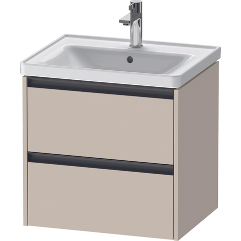 Duravit Ketho.2 Wastafelonderbouwkast - met 2 laden - 58.4x45.5x54.9cm - met grepen antraciet - taupe supermat SW772141