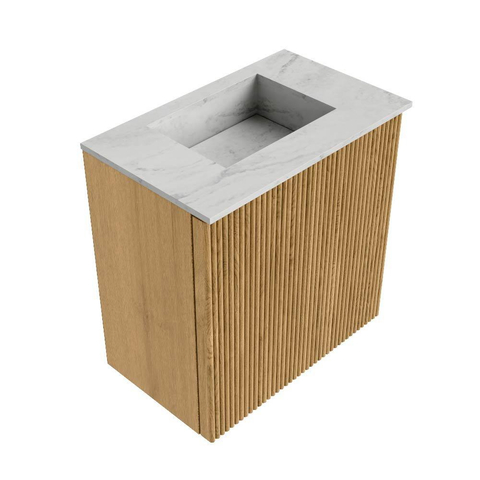 Mondiaz JOYA-DLUX Meuble de toilette 40cm - couleur Chêne - Vasque FAYE position Milieu Sans trou de robinet couleur Opalo. SW1422092