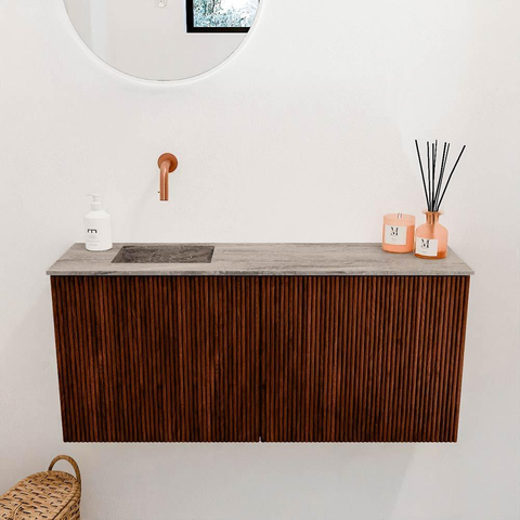Mondiaz JOYA-DLUX Meuble de toilette 90cm - couleur Ruby - Vasque FAYE position Gauche Sans trou de robinet couleur Oza SW1425520