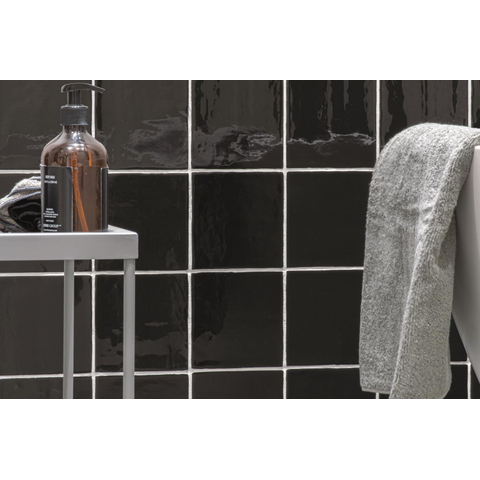 ÉCHANTILLON Terravito Viondo carreau mural - 13x13cm - 10mm - Carré - Noir brillant SW736227