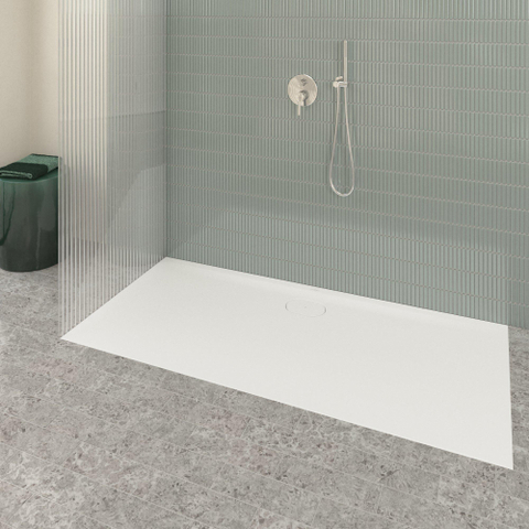 Villeroy & Boch Ecora douchebak - 170x80x3.5cm - afvoer lange zijde - stone white (wit) SW1559026