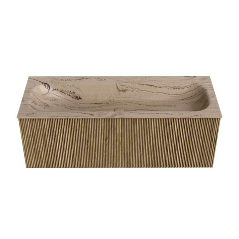MONDIAZ KURVE-DLUX 120cm badmeubel kleur Dusk met 1 lade en 0 deuren. Wastafel BIG LARGE Midden 2 kraangaten Arena. SW1431378