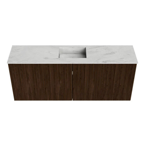 Mondiaz JOYA-DLUX Meuble de salle de bains 100cm - couleur Walnut - Vasque FAYE position Milieu 1 trou de robinet couleur Opalo. SW1422549