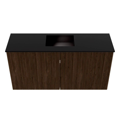 Mondiaz JOYA 80cm meuble de salle de bains - couleur Walnut - Vasque FAYE position Milieu 1 trou de robinet couleur Urban. SW1421325