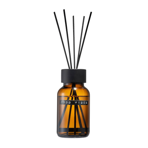 Wellmark Geurstokjes bruin glas zwarte ring 250ml GOOD VIBES Black label SHOWROOMMODEL SHOW20532