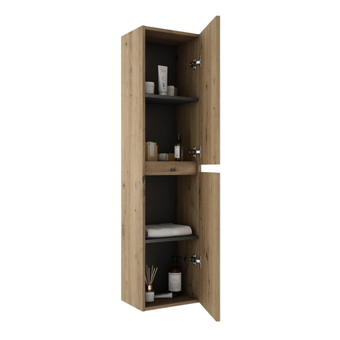 Saniclass Vita Armoire haute - 140x35x27cm - 2 portes - chêne rustique SW1413863