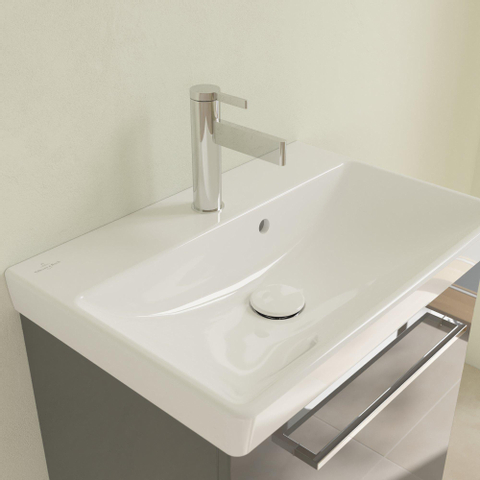 Villeroy & Boch Avento wastafel - compact - 55x37cm - met kraangat - met overloop ceramic plus - White Alpine (glans wit) SW59858