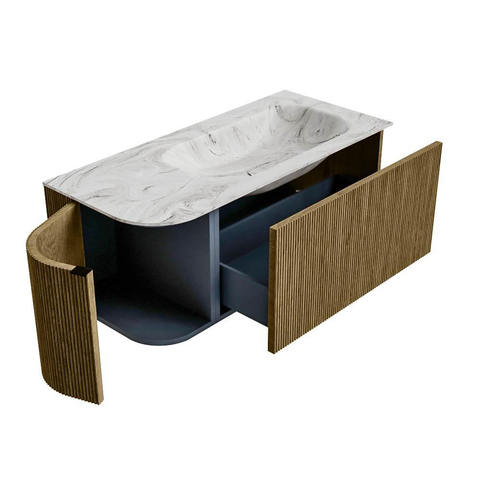 Mondiaz KURVE-DLUX Badkamermeubelset - 105x46x40cm - 1 lade - 1 deur - wastafel solid surface - rechts - zonder kraangat - Dusk SW1415465